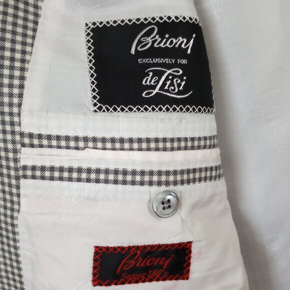Brioni deLisi Black White Check Sport Coat Italy 44L Italy - Picture 8 of 15